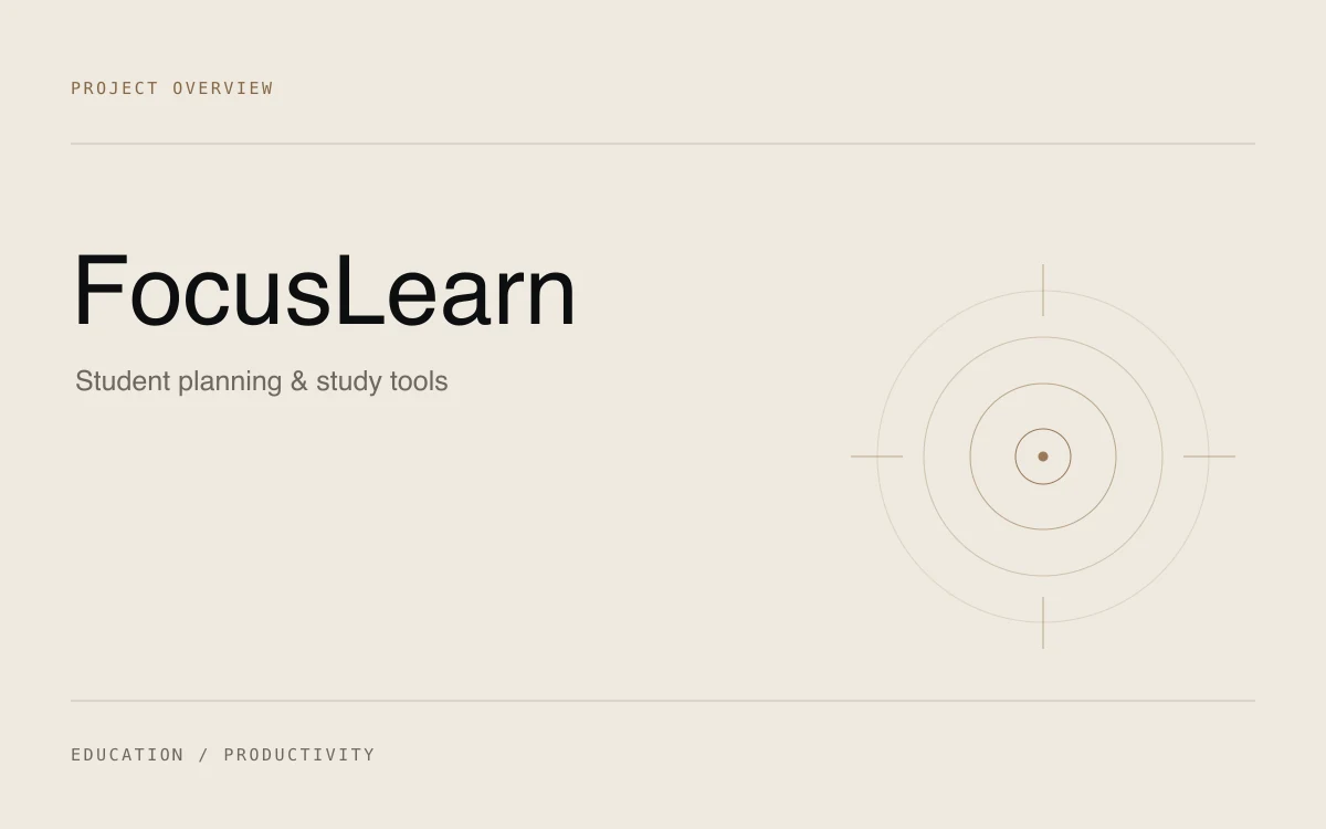 FocusLearn project overview cover for student planning and study tools.